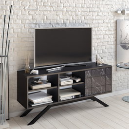 Hanah Home Soporte de TV Negro y Mármol con Diseño Industrial